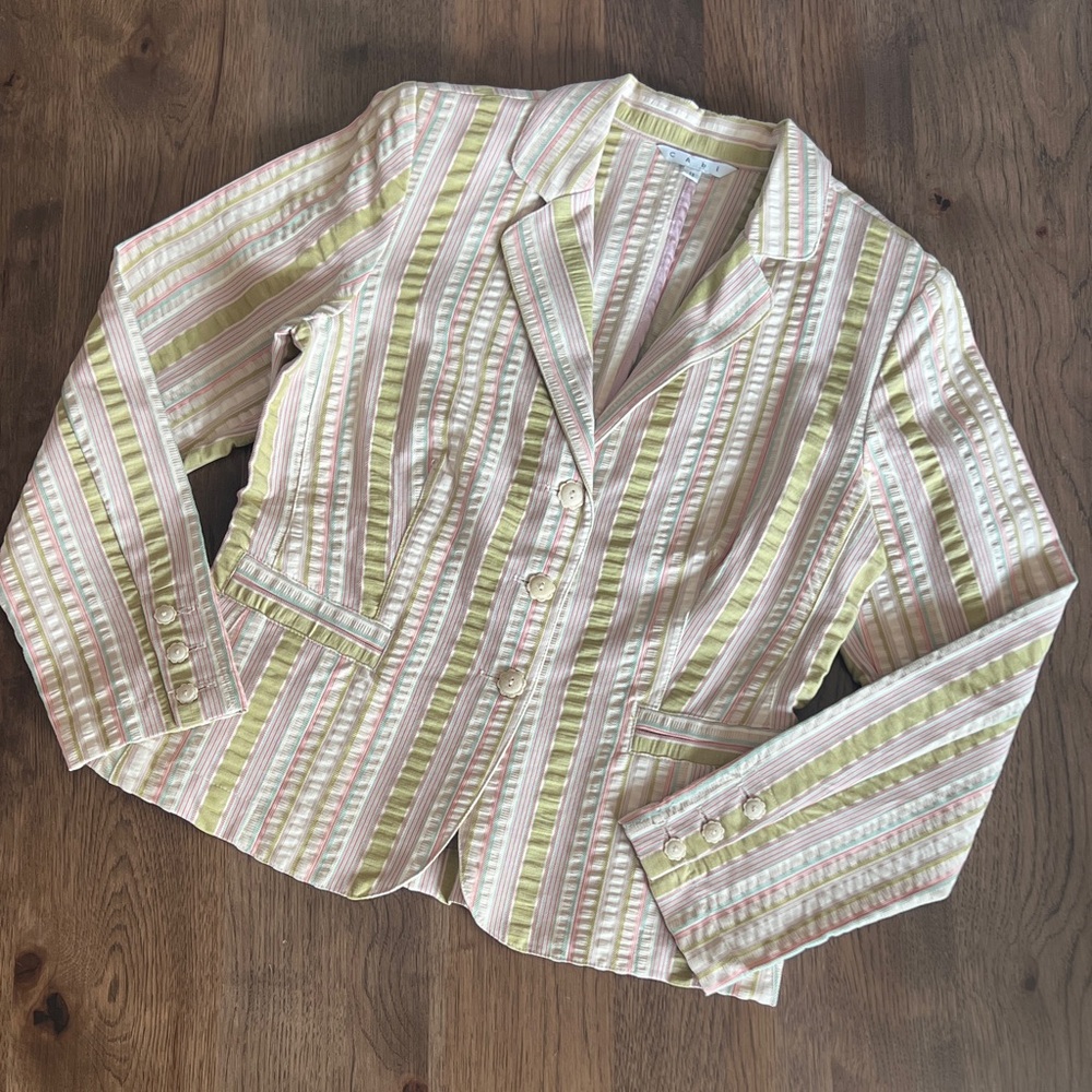 Cabi Women's Cream with Stripes Blazer Size 8